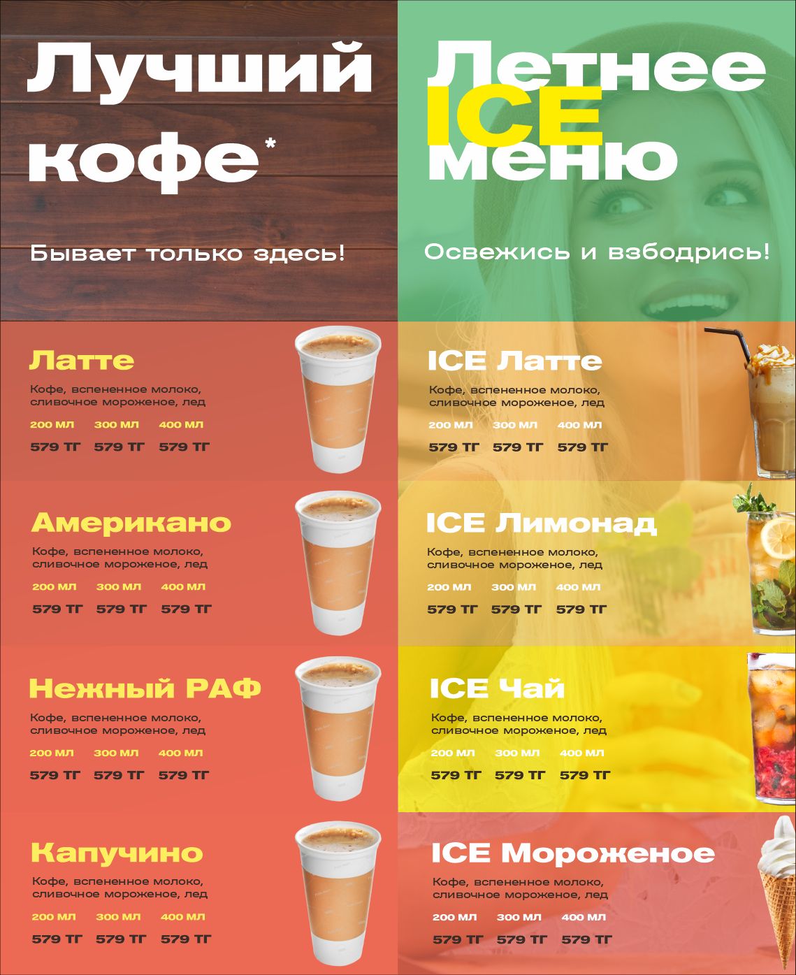 Оформление меню - витрины для точки кофе с собой