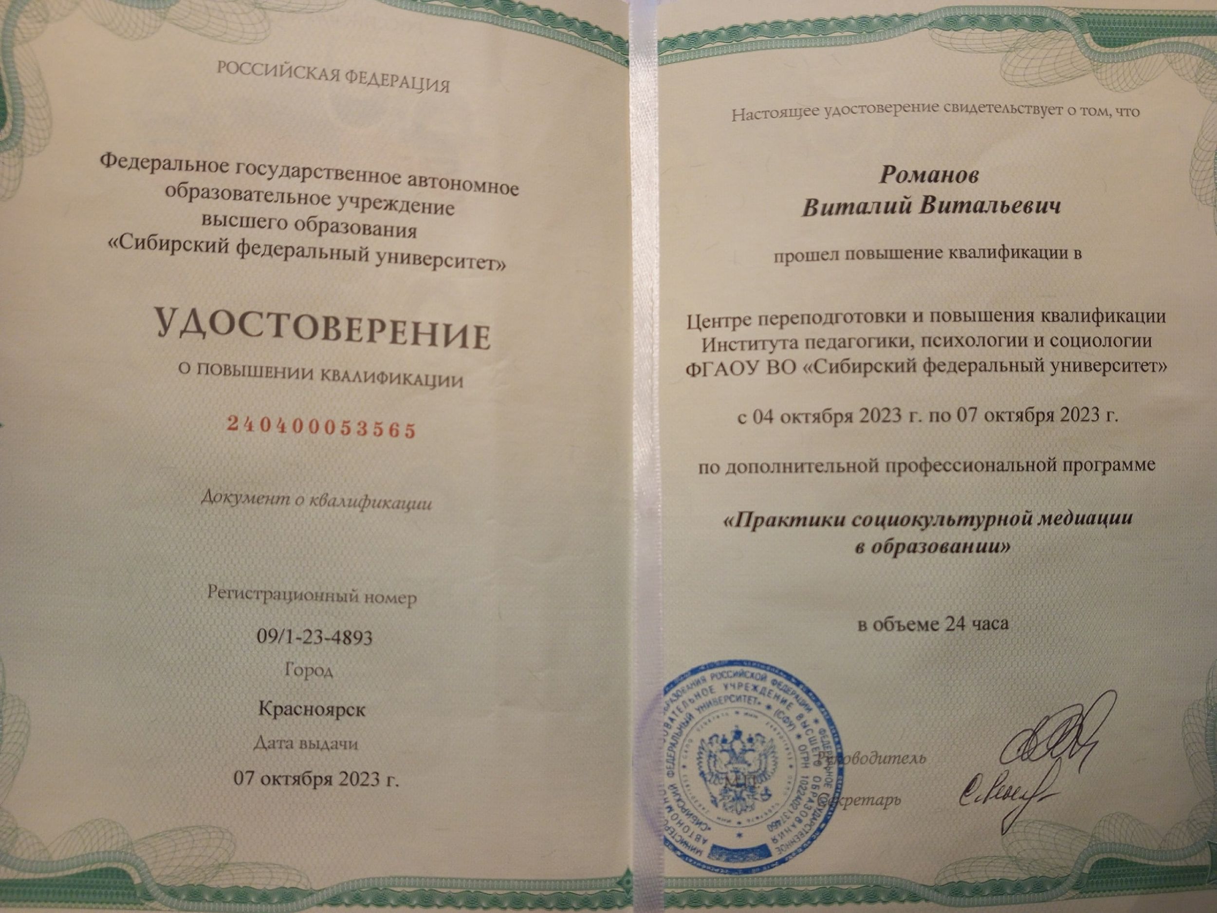 Достижения, полученные вне учебного процесса