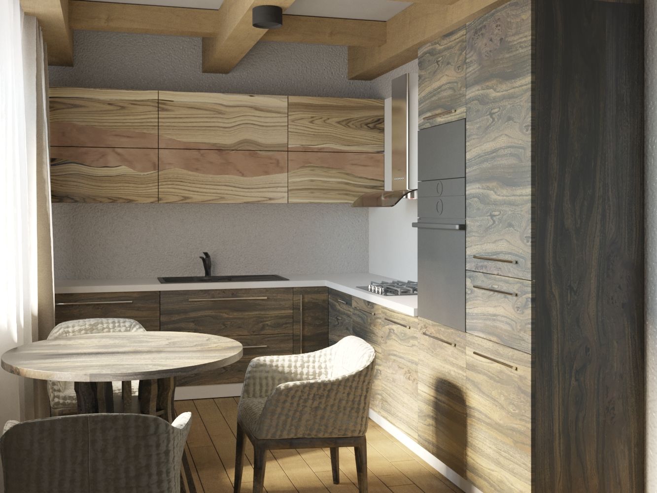 Кухня в стиле Шале, выполнена в 3ds Max 3