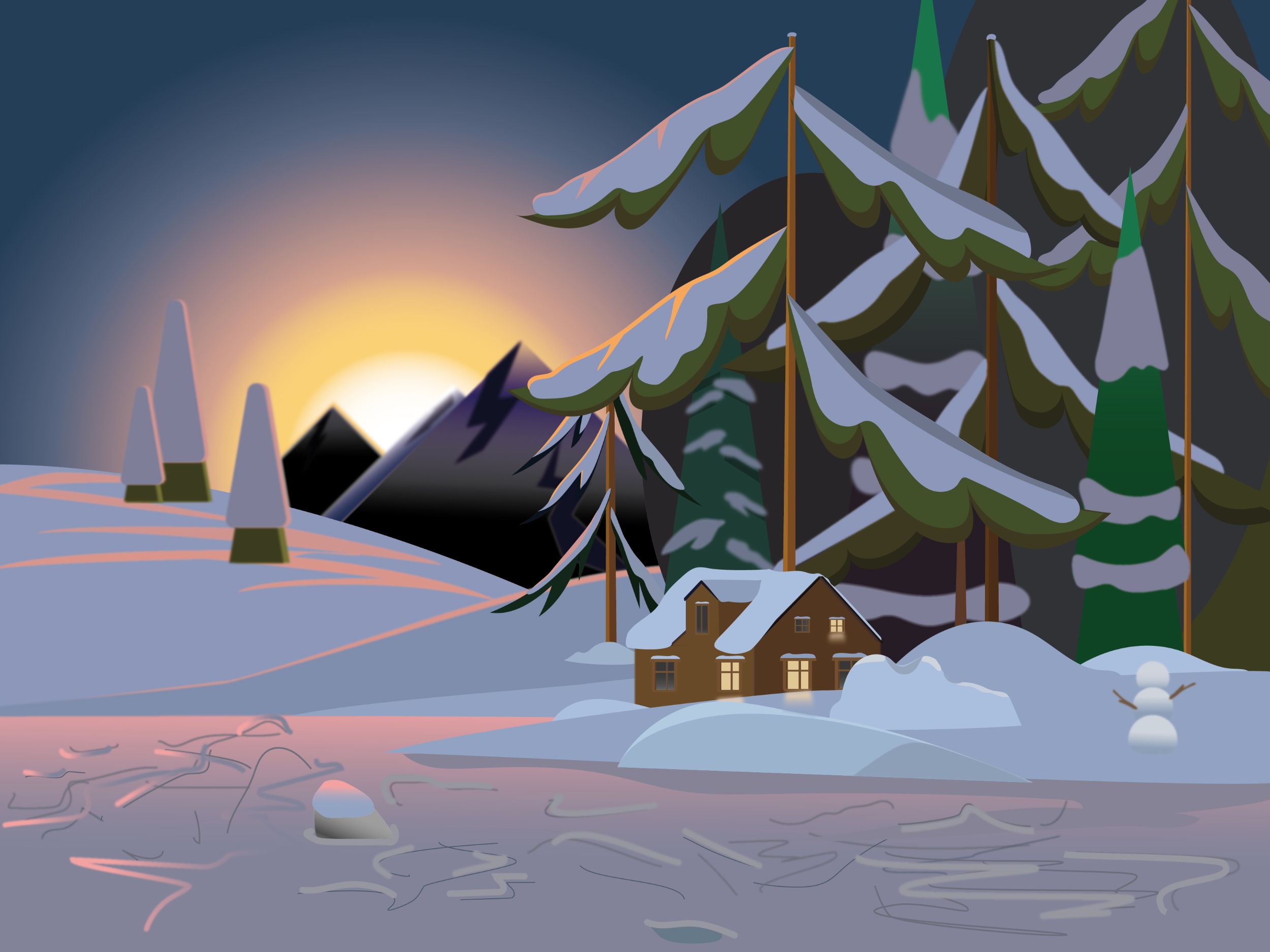 Пейзаж в adobe illustrator