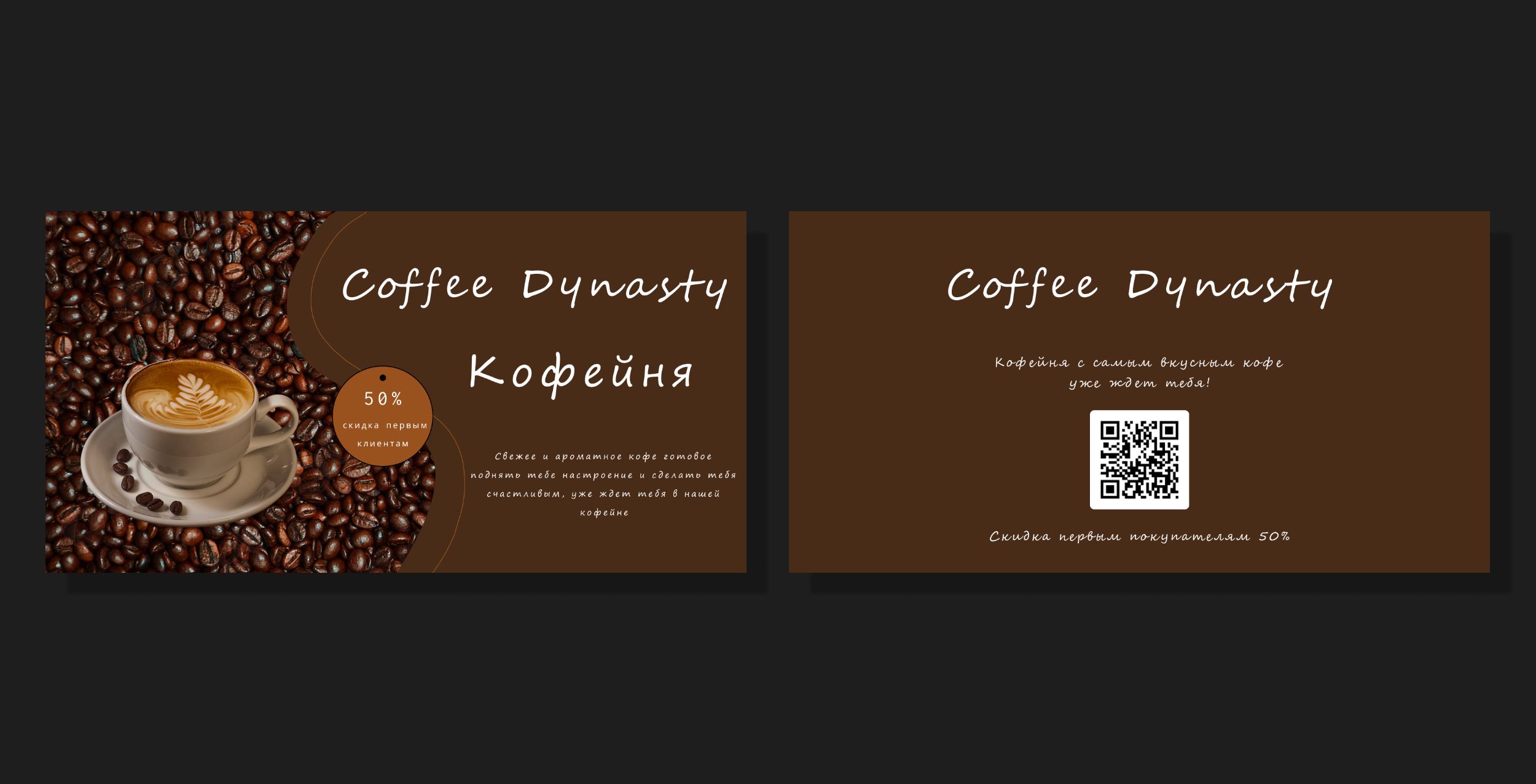 Дизайн визитки для кофени Coffee Dinasty