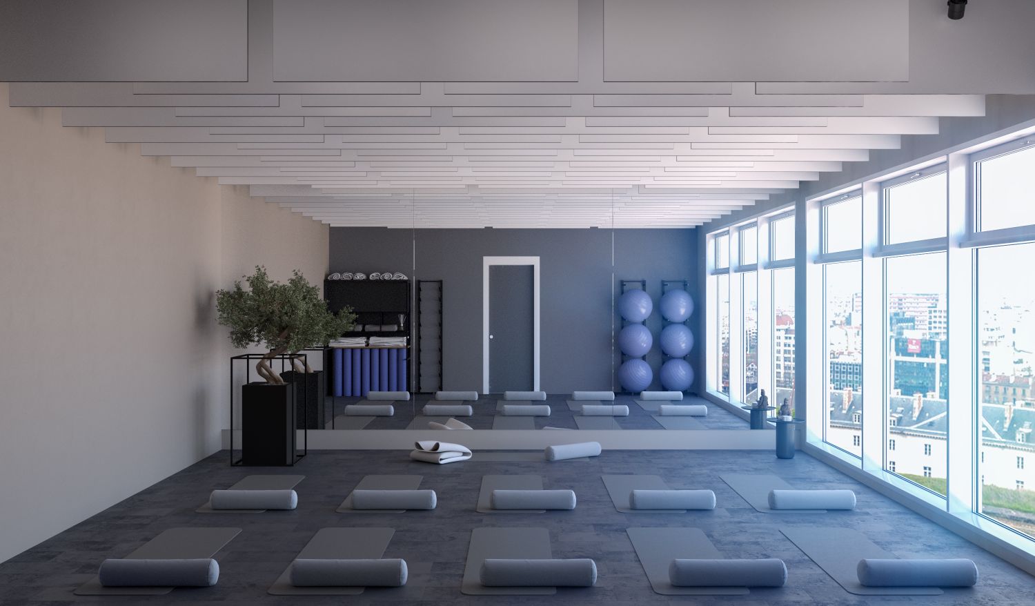 Визуализация зала для йоги 3ds max, v-ray