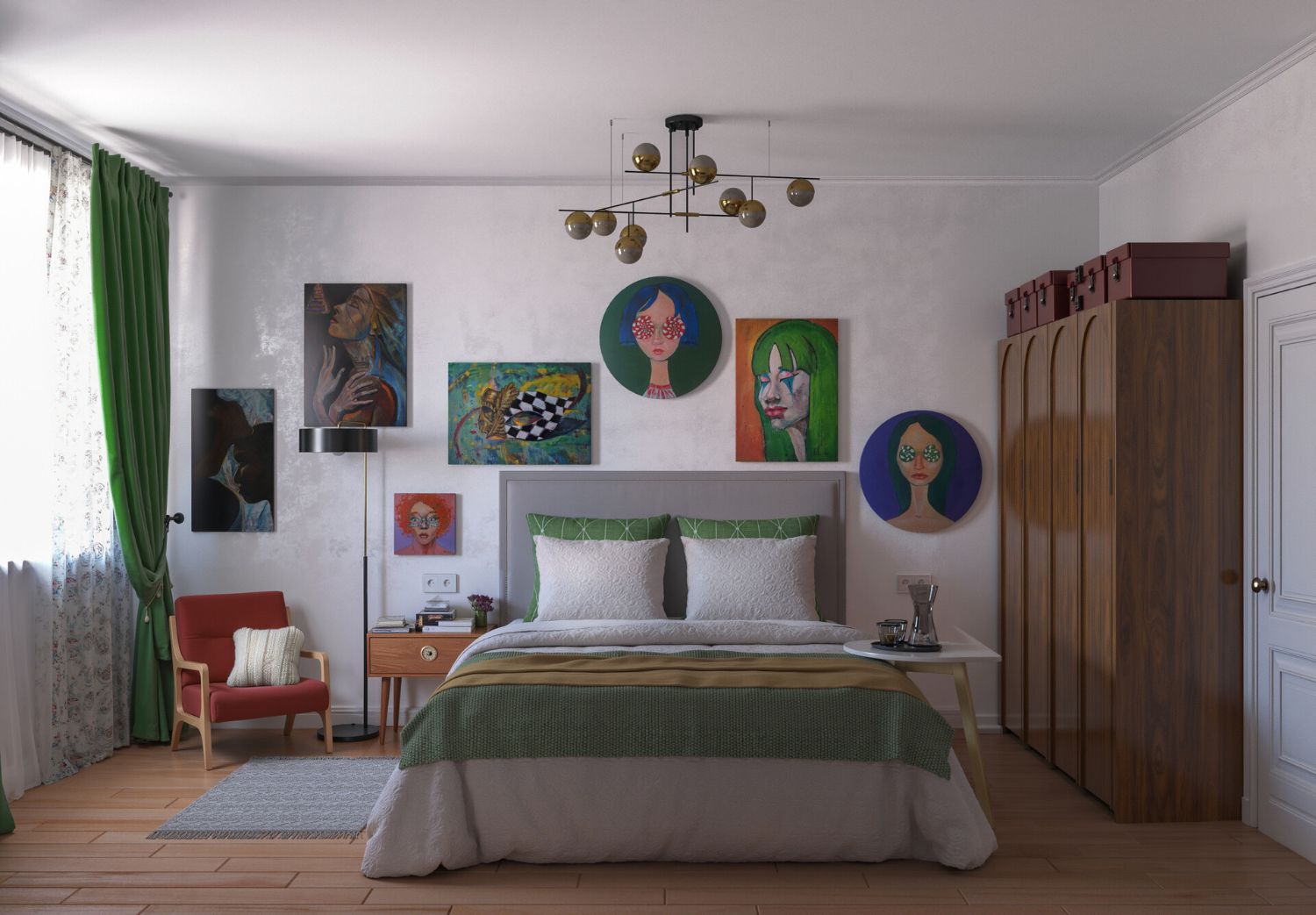 Визуализация квартиры для сдачи в аренду в ретро стиле 3ds max, v-ray