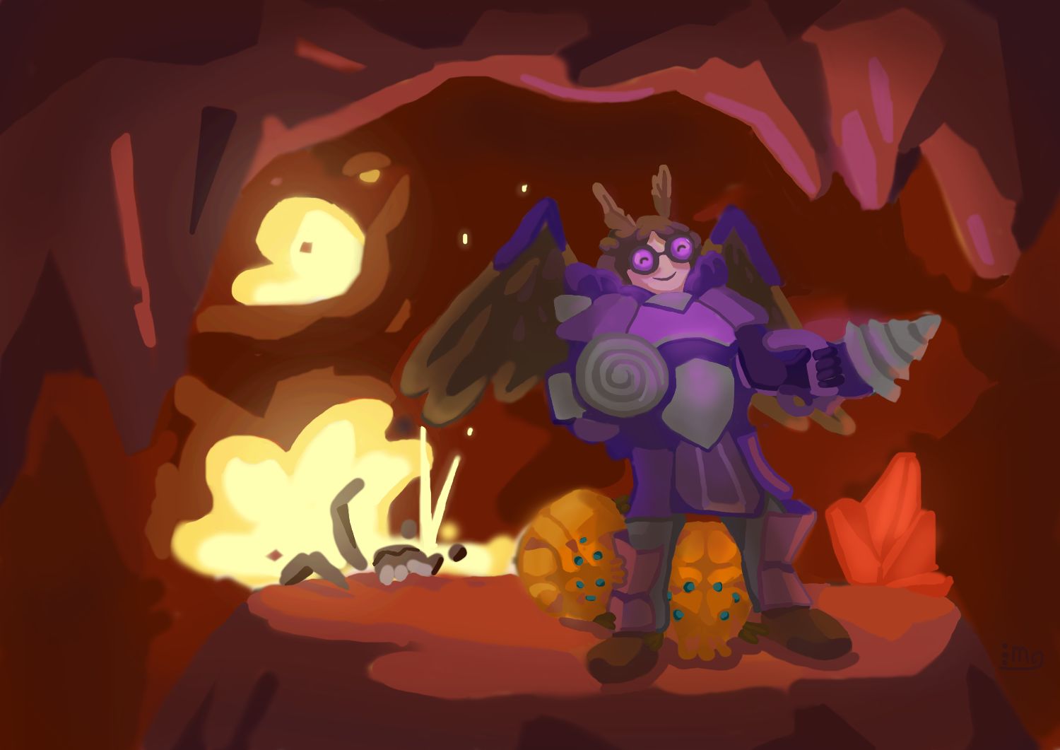 Сплюшка бурильщик с фоном из игры "Deep Rock Galactic"