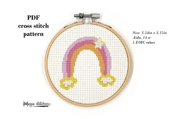 Rainbow cross stitch pattern. Digital PDF pattern by Magic stitches
