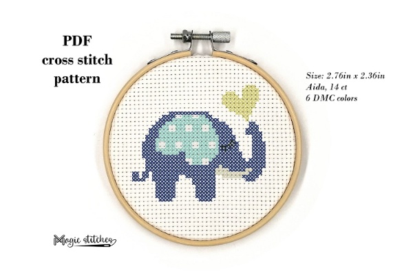 Elephant cross stitch pattern. Digital PDF pattern by Magic stitches