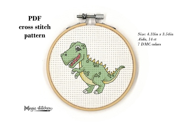 Dinosaur cross stitch pattern. Digital PDF pattern by Magic stitches