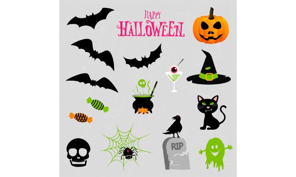 Vector set of halloween party