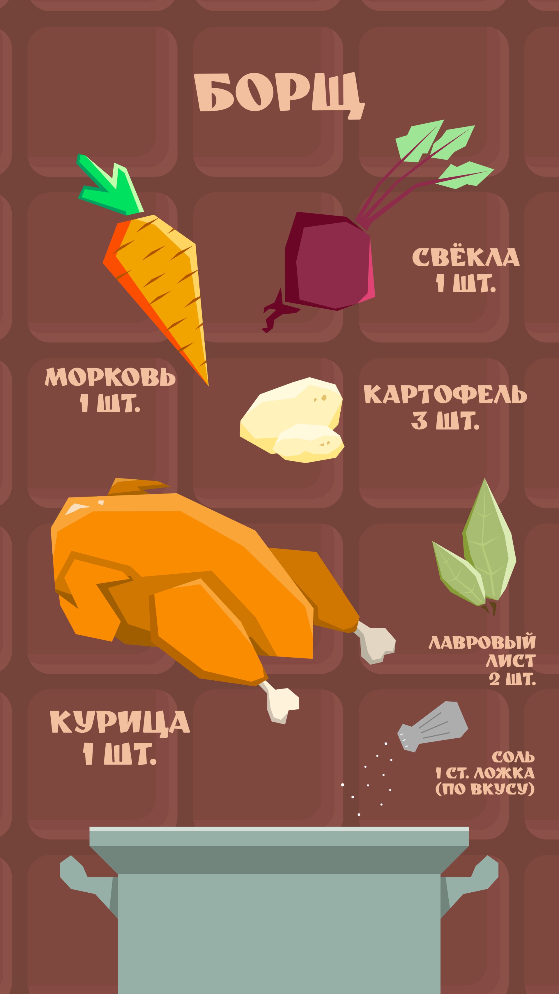 Графический упрощенный рецепт блюда "Борщ"