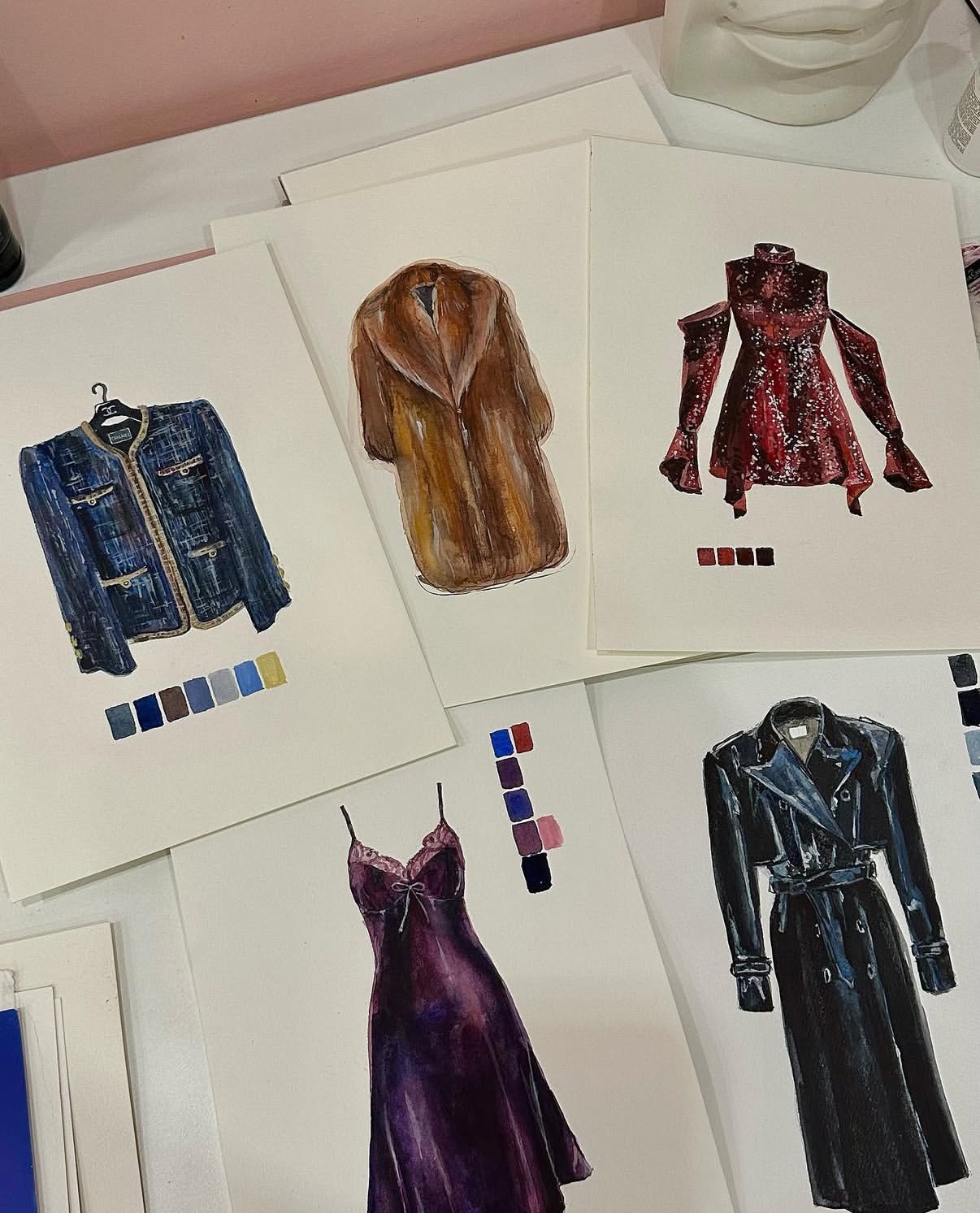 Акварельные фактуры в фешн-иллюстрации