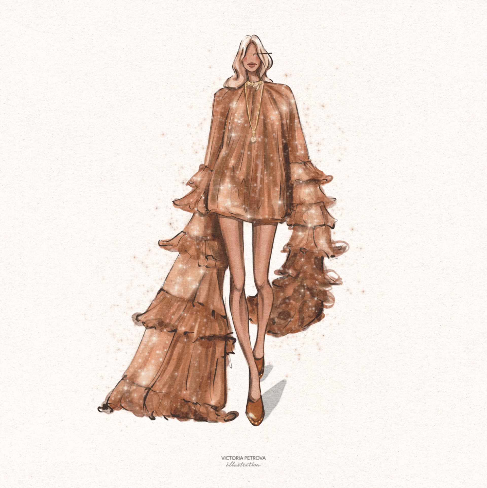 Праздничная фешн-иллюстрация в образе Chloe