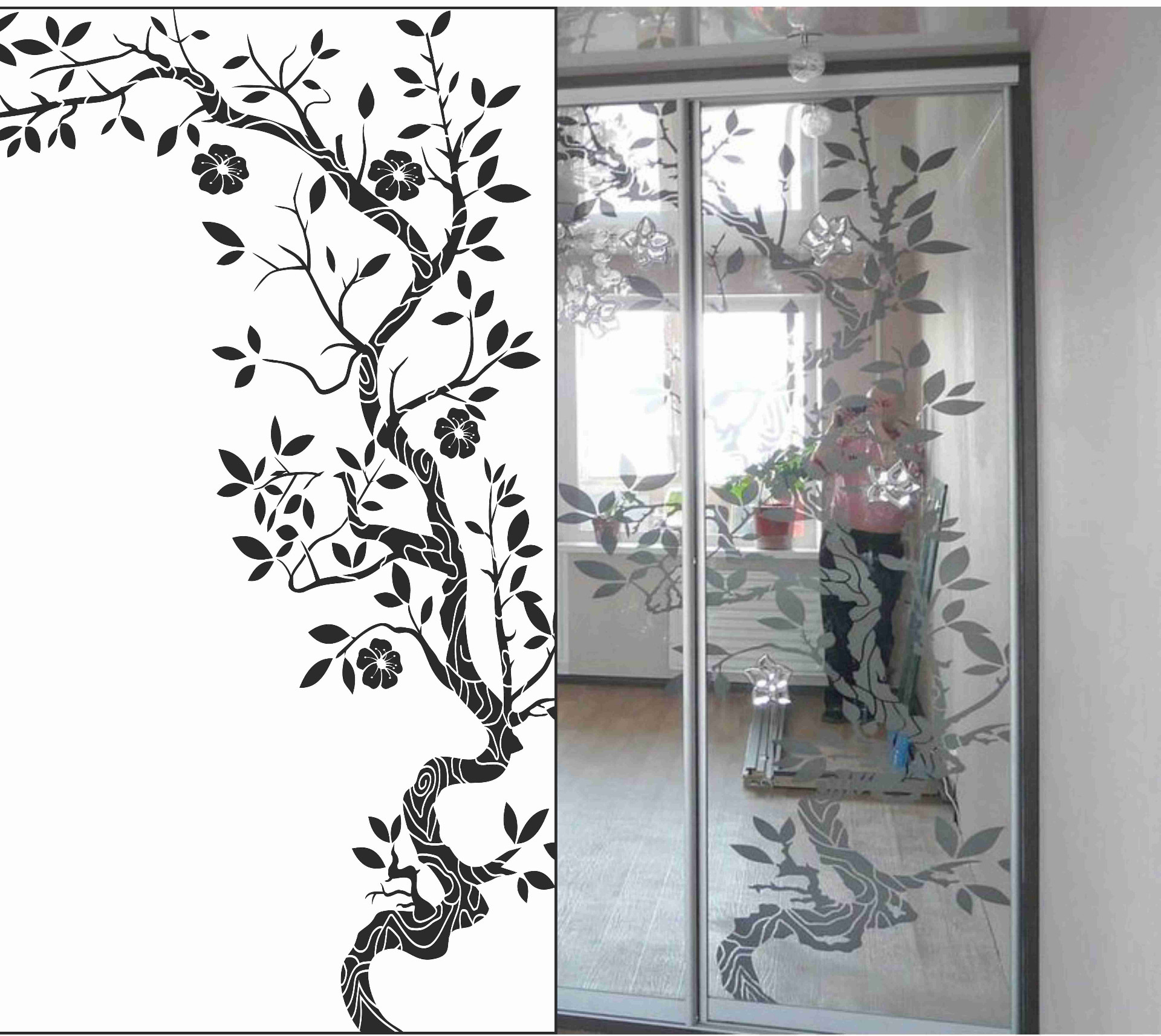 Макет для шкафа в прихожую с зеркальными фасадами