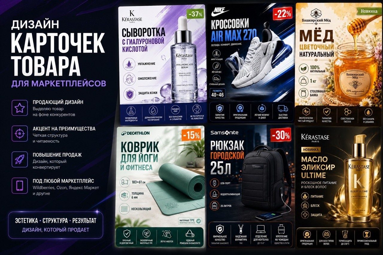 Дизайн карточек товаров для маркетплейсов